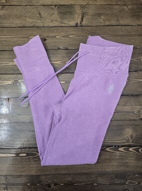 FP Movement by Free People Lavender Ribbed Drawstring Leggings Size M/L